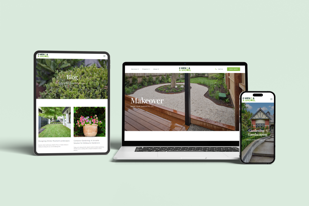 2 Men and a Shovel - Gardening and Landscaping Website Design and Development by Sitelabs Melbourne